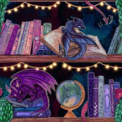 Pre-order Hazeltjes Cute Bookcase Dragon dark organic jersey