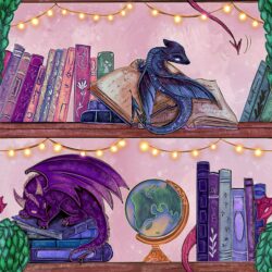 Pre-order Hazeltjes Cute Bookcase Dragon pink organic jersey